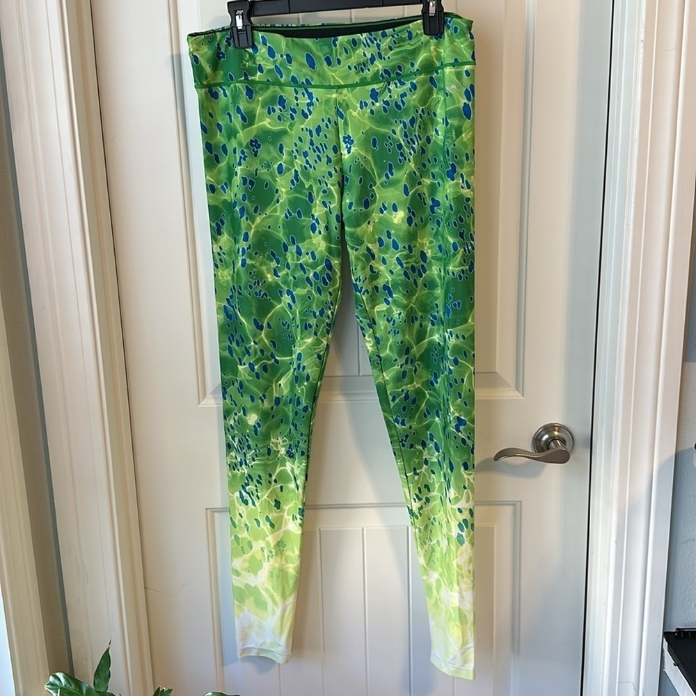 Pelagic Women’s Ws Maui Leggings - Dorado Green Size XL / UV 50+ Blue and Green